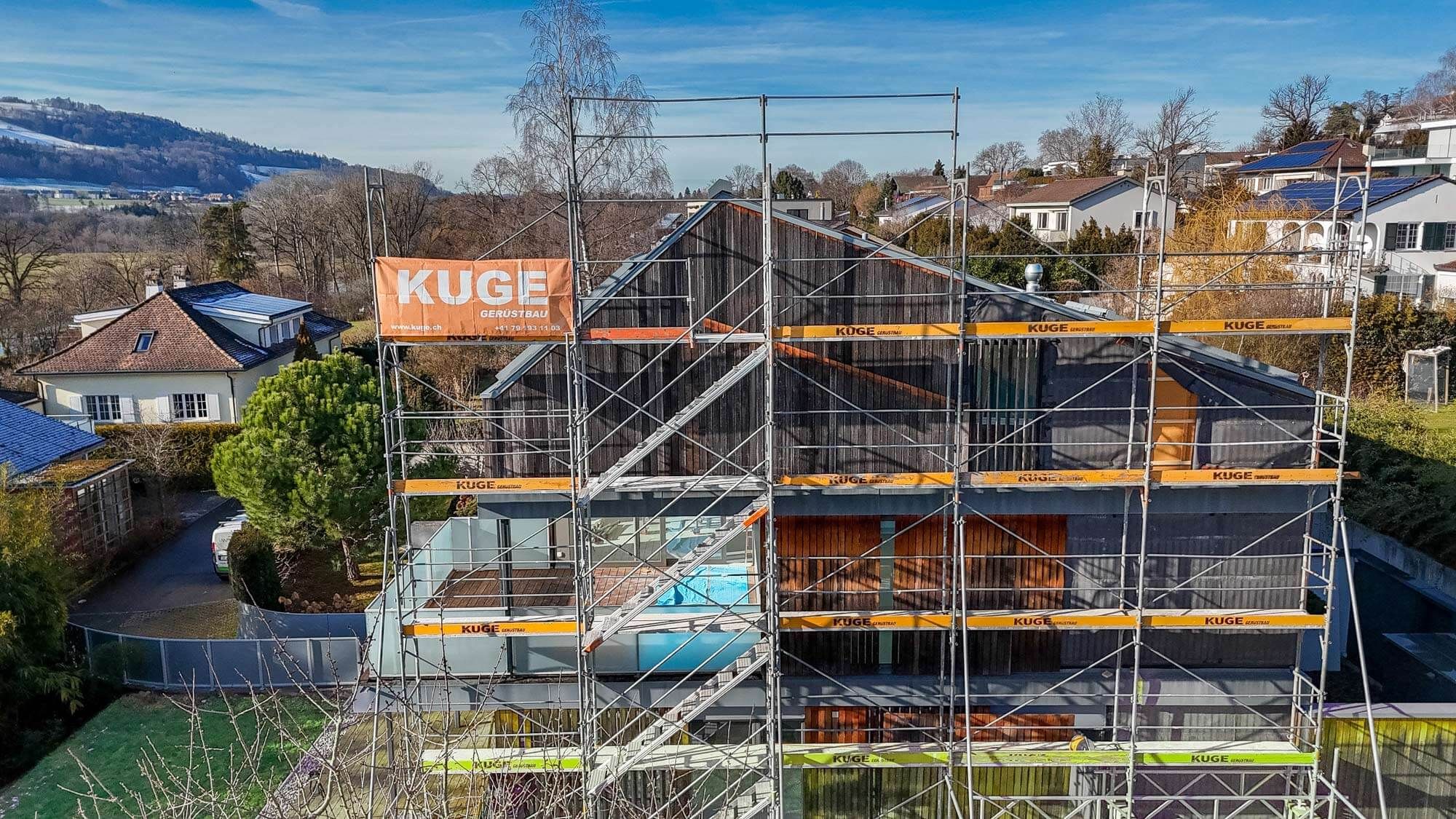 Gerüstbau-Projekt an einem Wohnhaus – Foto: KUGE Bau AG